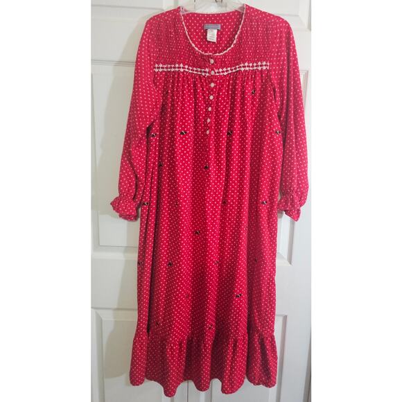 Laura Scott Fleece Flannel Nightgown‎ Scottie Dogs Small Traditional Winter Cozy - Picture 1 of 6